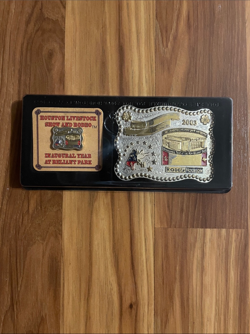 Western Rodeo Belt Buckle - Silver and Gold Accent